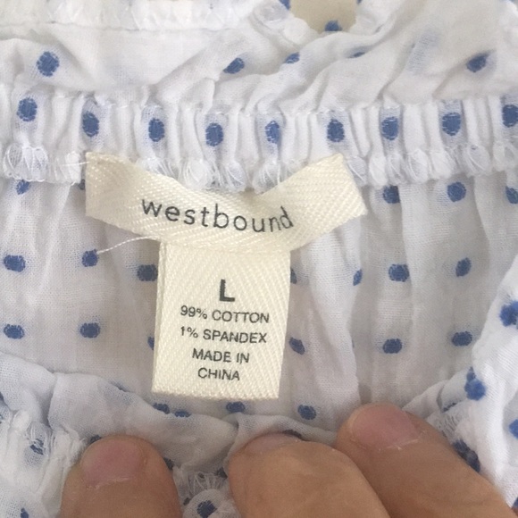 Westbound Polka Dot ruffle top with dolman sleeves - Picture 6 of 8